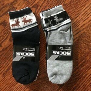 6 PAIRS MEN'S Cc CASUAL QUARTER ANKLE CREW SOCKS DEER BLACK WHITE GRAY Sz. 10-13